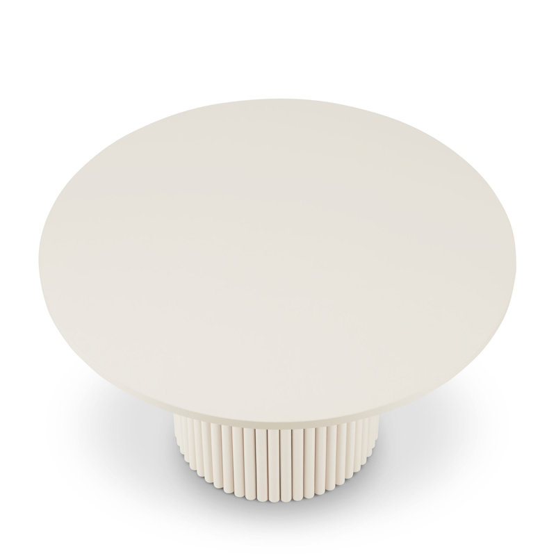 Drum Coffee Table, 40cm H x 79cm L x 79cm W, Light Beige