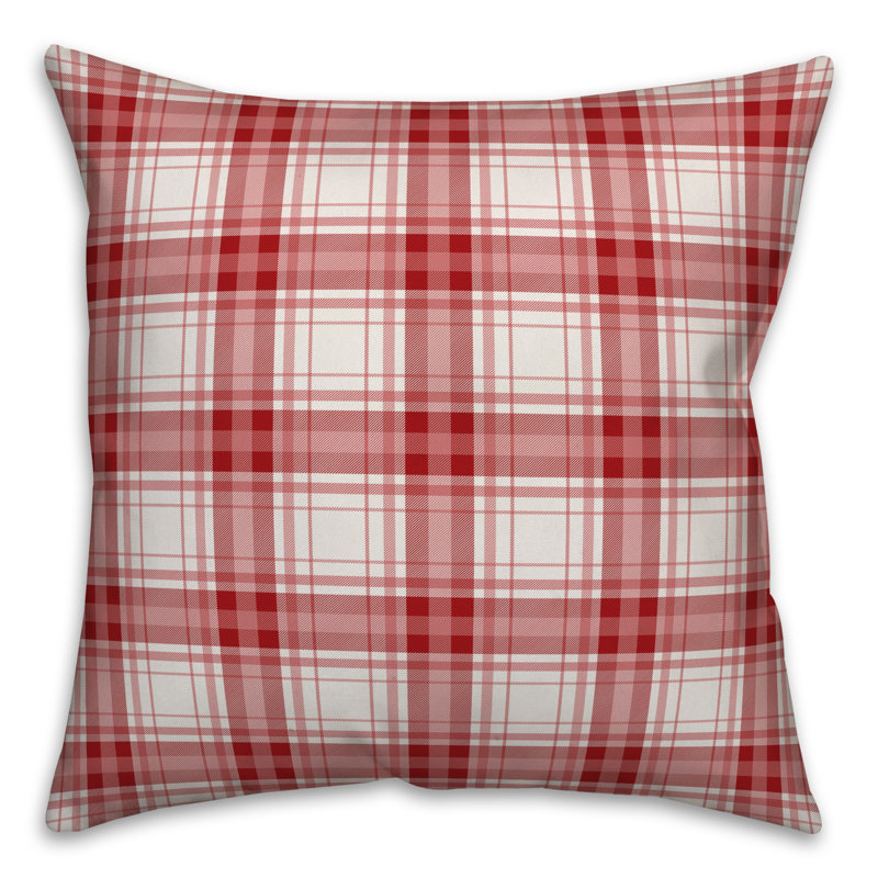 Red and White Polyester Bird Print 16x16 Indoor/Outdoor Pillow