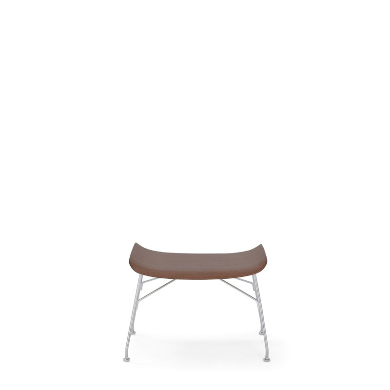 SmartWood Ottoman, Veneer Dark Wood with Chrome