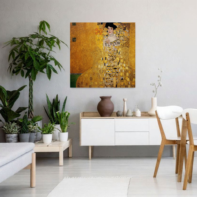 Portrait Of Adele Bloch-Bauer I Classic Expressionist Geometric Wall Art Print by Gustav Klimt - Wrapped Canvas Print