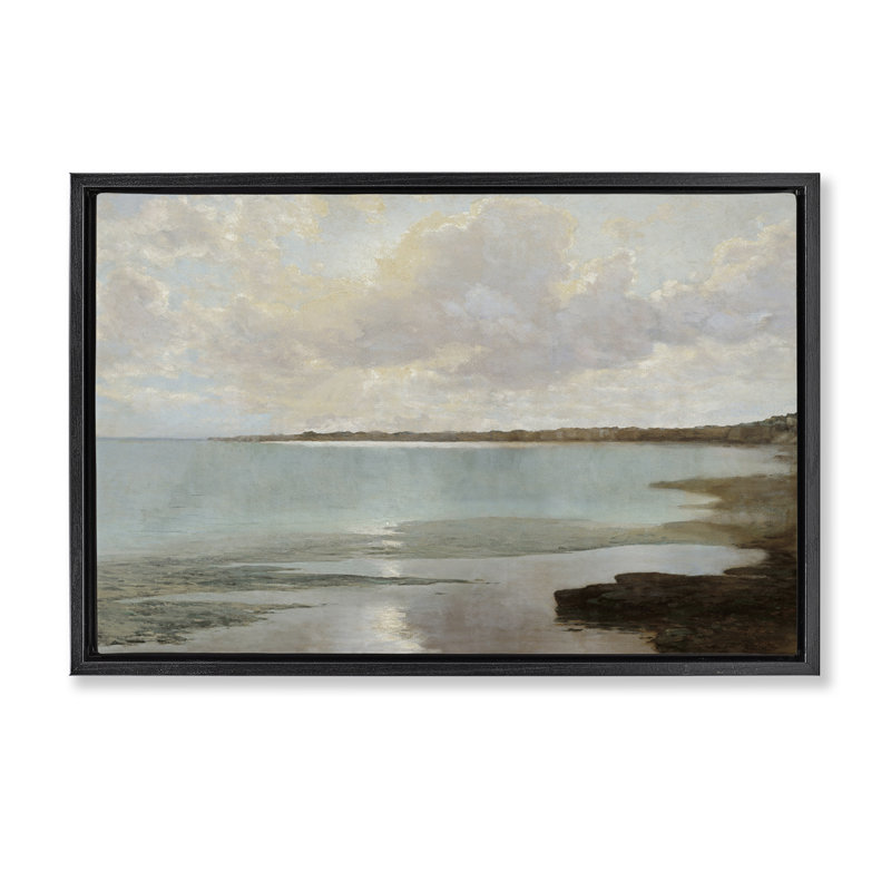 Cadre flottant At The Shore Horizon, conception de Christy McKee, H 21 po x l 31 po, Cadre flottant noir de jais