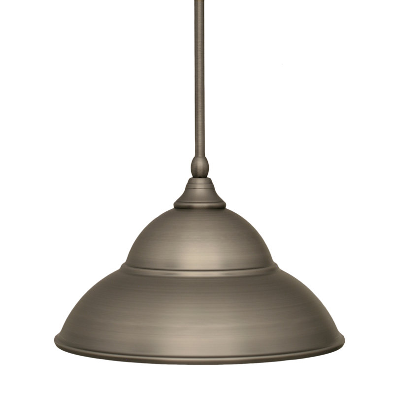 Mini-luminaire suspendu suspendu avec tige en métal, Nickel brossé, H 8,5 po x l 13 po