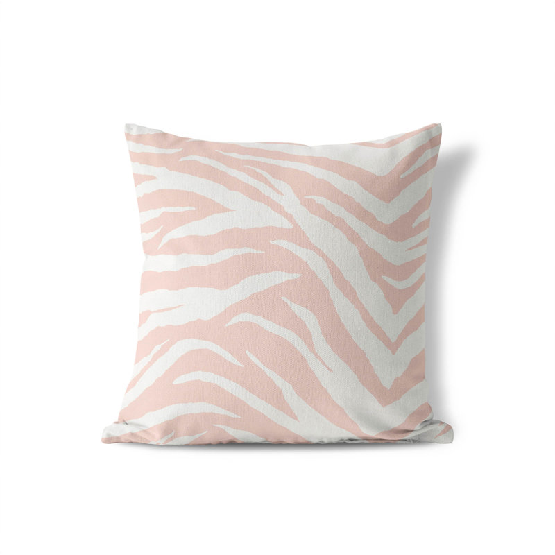 Coussin Zebra, H 16 po x l 16 po, Rose
