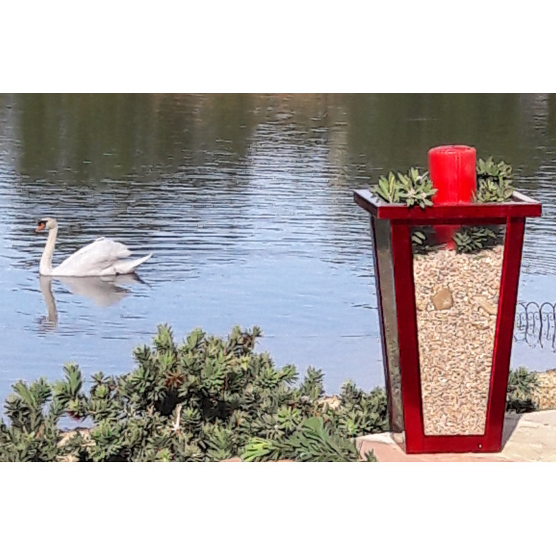 Nesbit Handmade Glass Floor Vase, 22" H x 12" W x 12" D, Red