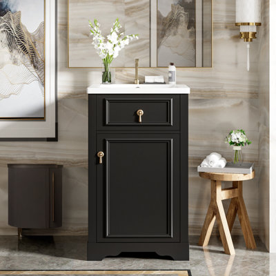 Meuble-lavabo moderne simple 20 po avec lavabo en céramique Elegant