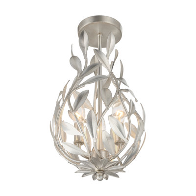 Nerine 9'' Antique Silver Semi Flush Mount