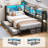 Corner Bed Frame With Storage Bookcase And Led Lights, Daybed With 2 Underneath Storage Drawers And Charging Station For Living Room,bedroom & Guest Room-415074047-415074043