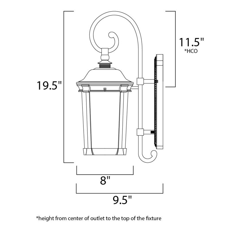 Lanterne murale d’extérieur Dove Springs, H 19,5 po x l 8 po x P 9,5 po