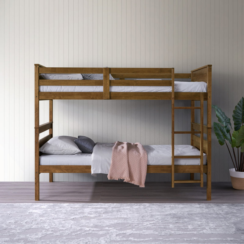 Lit superposé simple en bois massif Jazzae, Brun