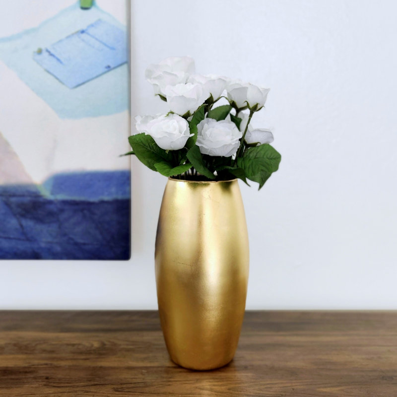 Vase AMaryllis, Doré, Hauteur totale - 14,75 po