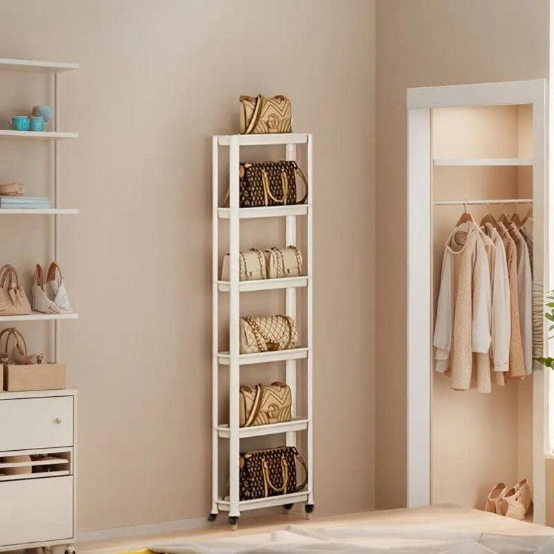 6-Tier Narrow Plastic Storage Shelf With Scroll Wheel, 58.3" H x 18.3" W x 5.12" D