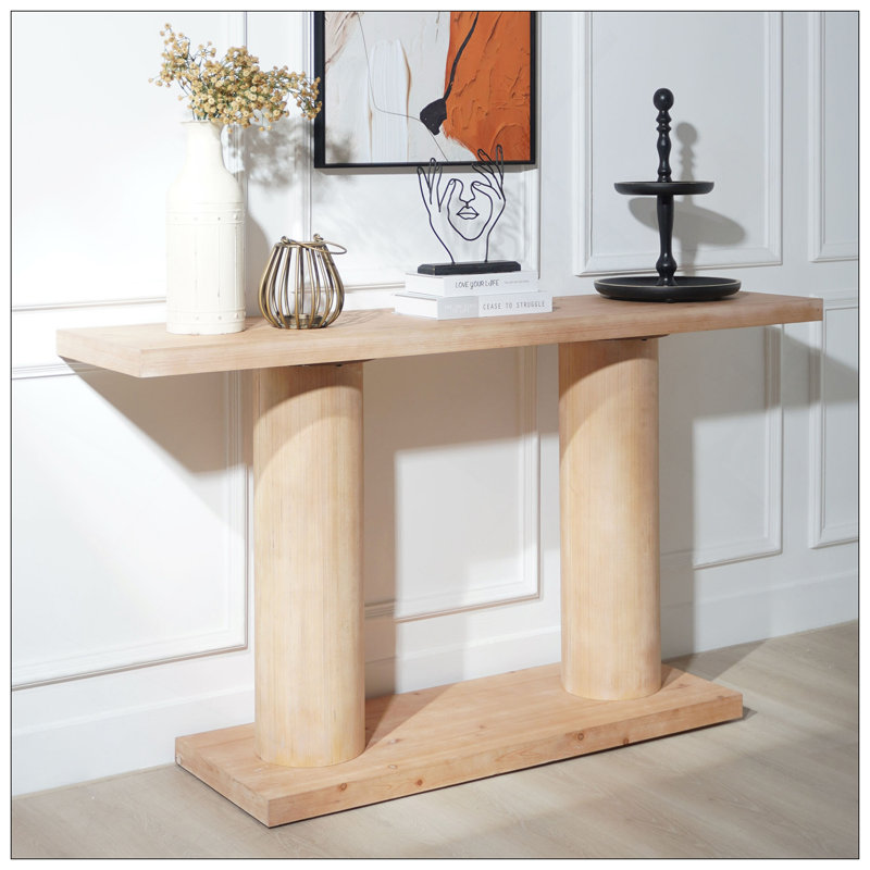 Console 59 "en bois minimaliste moderne avec colonne à piédestal - Élégante décoration décorative pour l'entrée, le salon et le couloir