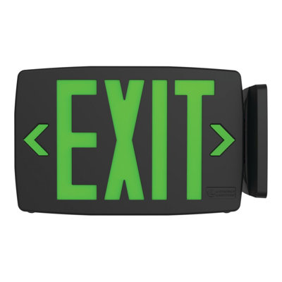 LQM Exit Sign with Red and Green EXIT Letter coloring, AC/Battery Back-Up Switch, Brushed Silver finish
