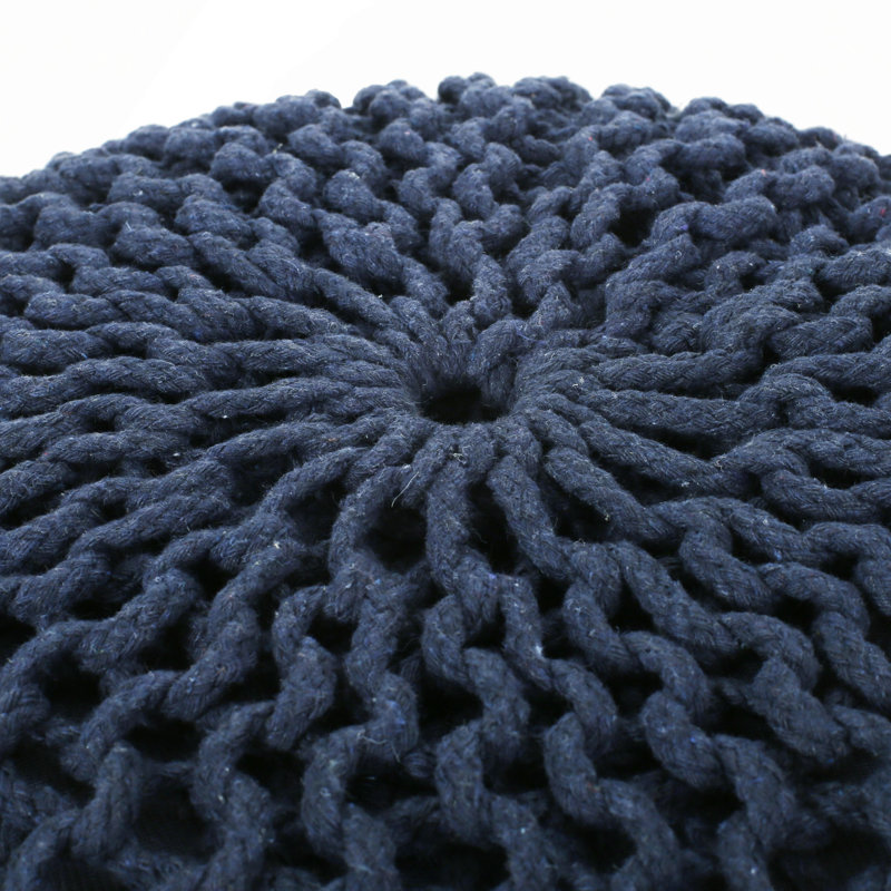 Pouf rond en coton Bordeaux, Marine