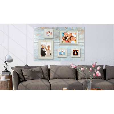 Distressed Blue Wood Picture Frame