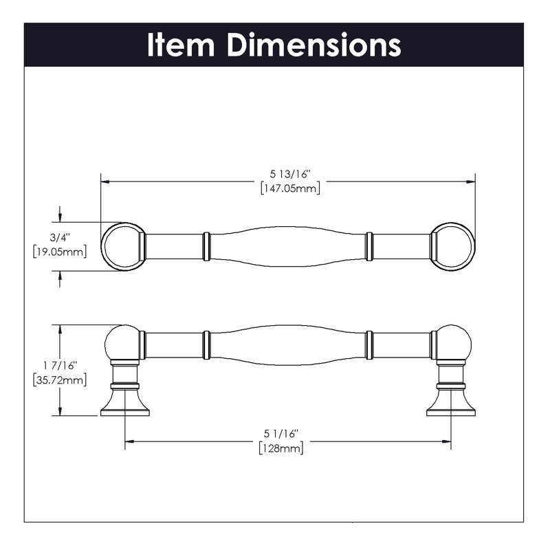 Fuller Collection Handle Pull - Traditional Hardware for Drawers & Cabinets, Stainless Steel, 5 1/16"
