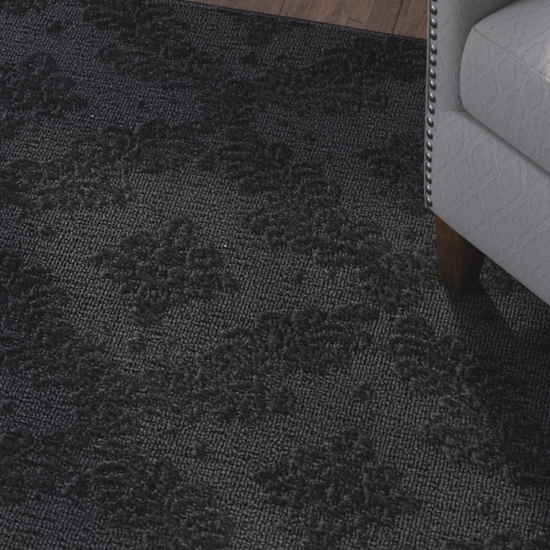 Tapis noir touffeté à motif géométrique Spafford, Rectangle 9 pi x 12 pi