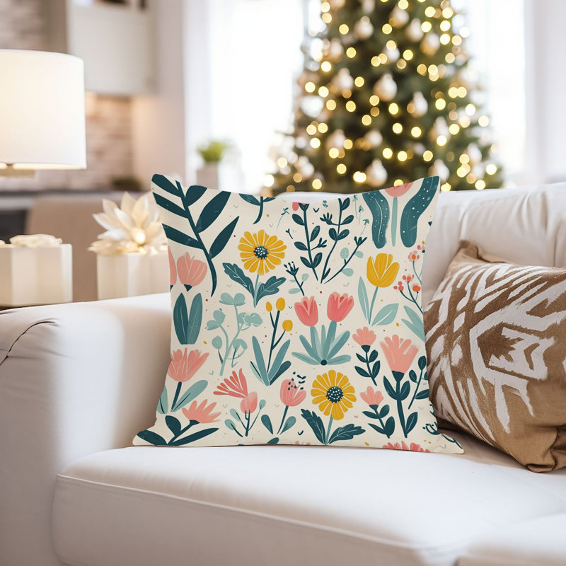 Botanical Floral Pattern IX Plants Scandinavian, 16"H x 16"W