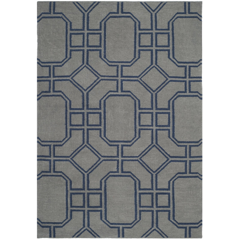 Rodgers Hand Woven Flat Weave Wool Geometric Rug, Rectangle 3' x 5'