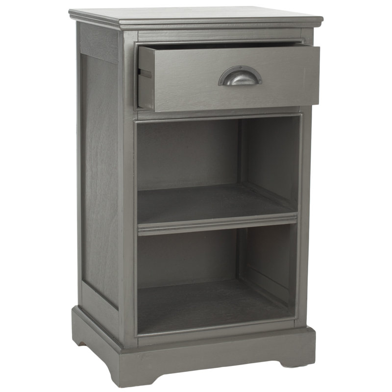 Jonesport Solid Wood Top End Table with Storage, Gray