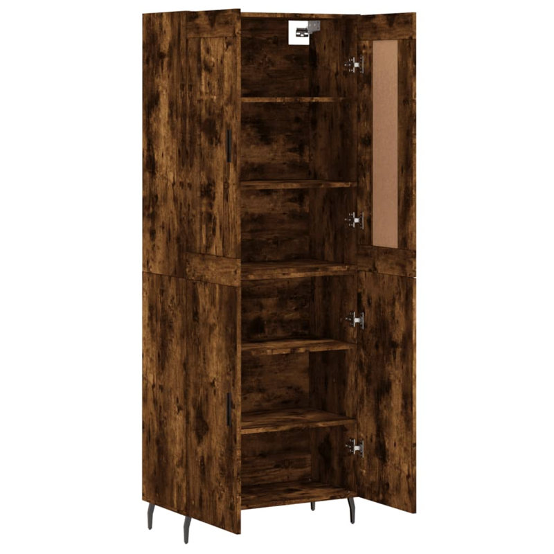 Mithushan Highboard 69.5x34x180 cm Engineered Wood, Smoked Oak