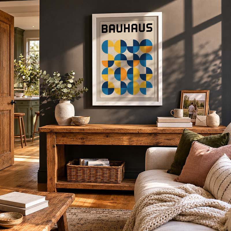 Bauhaus Study Geometric - Framed Print, A3 - 42.0 x 29.7 cm, White