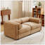 Élégant canapé en chenille 2 places Camel avec siège de rangement, dossier cylindrique et accoudoirs, causeuse moderne en tissu avec espace de rangement caché-118043444