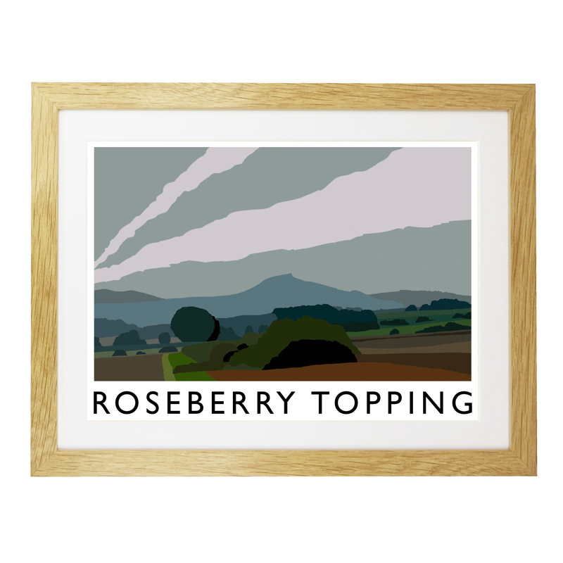 'Roseberry Topping 3' by Richard O'Neil - Print, Oak Wood Frame, 33.5 cm H x 43.5 cm W x 2.2 cm D
