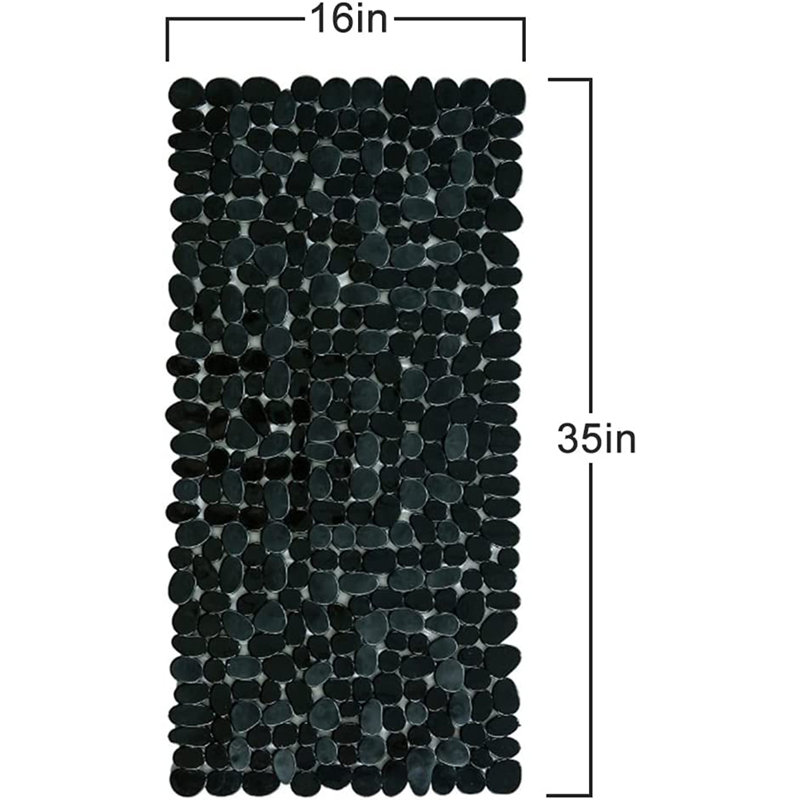 Tapis de bain antidérapant 35 po Blue Pebbles, Blanc, L 16 po x L 35 po