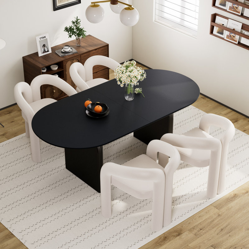 Ensemble de table de salle à manger 70 po avec chaises Velevt, 5 pièces: table, 4 chaises, Noir, Beige