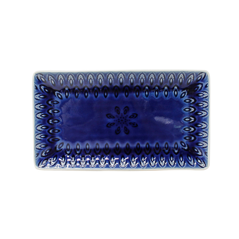 Peacock Rectangular Platter, Blue