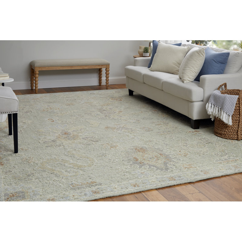 Grafton Wool Floral Area Rug in Gray, Rectangle 8'6" x 11'6"