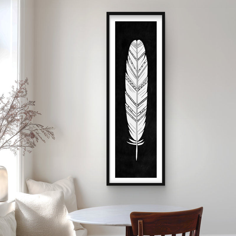 Feather with Patterns - Framed Bird Print for Home Decor