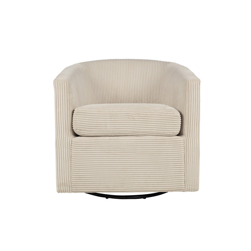 Fauteuil pivotant beige en velours côtelé 360 degrés pour le salon, la chambre à coucher confortable, facile à coordonner