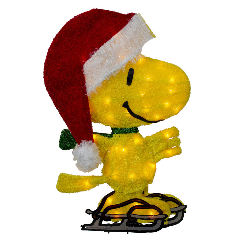 Décoration de Noël 19 po jaune et rouge en forme d'arachides avec lumières claires
