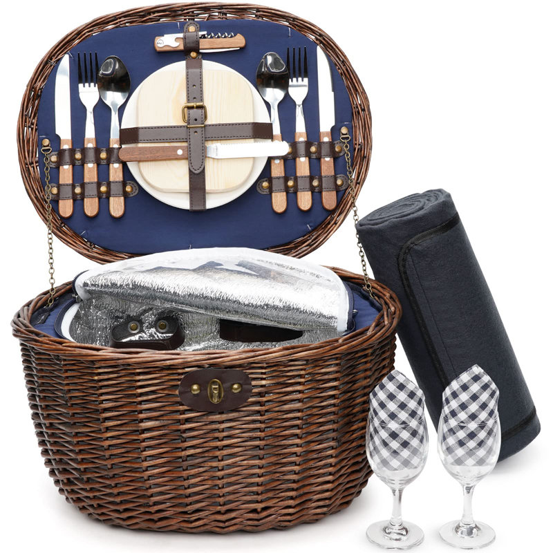 Panier en osier, service pour 2