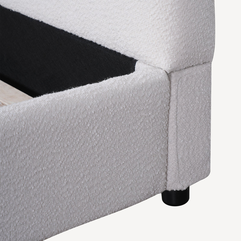 Structure de lit avec tête de lit arrondie rembourrée Boucle, Grand