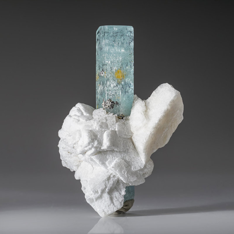 Beryl Var. Aquamarine in Albite from Shigar Valley, Shigar District, Gilgit-Baltistan, Pakistan
