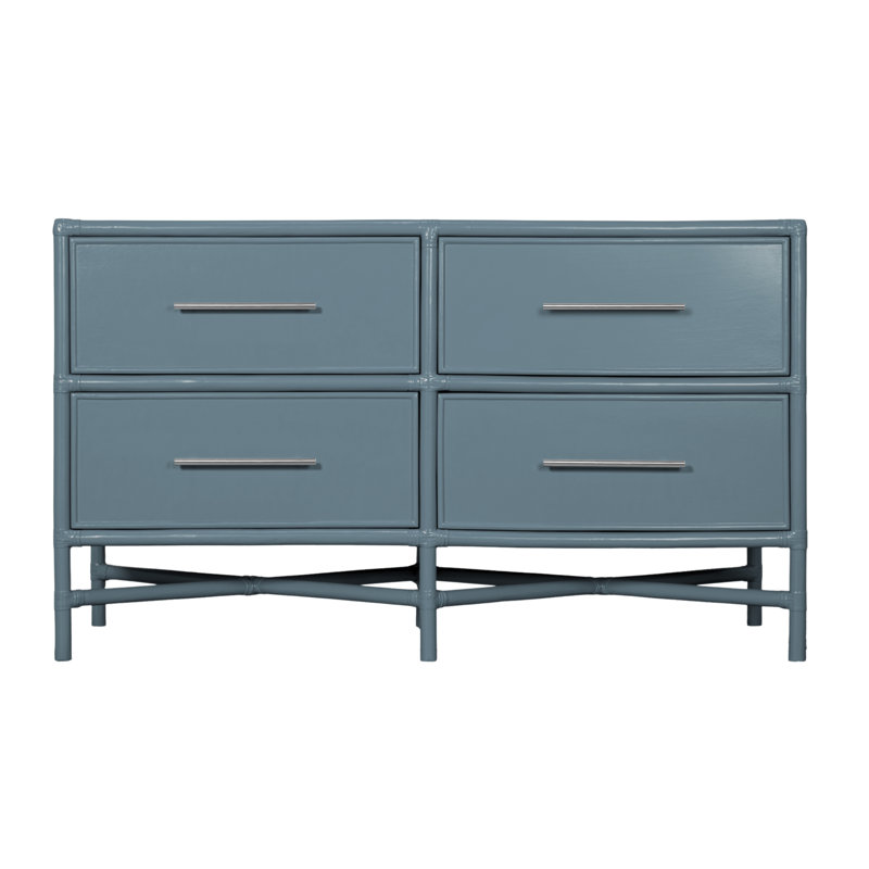 Silas Bedroom Set, Regatta Blue, 4 Pcs: Dresser, Headboard, 2 Nightstands, Twin