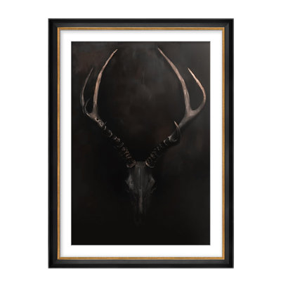 " Dark Antlers Silhouette Wildlife Illustrations Impressionism Framed Wall Art Decoration "