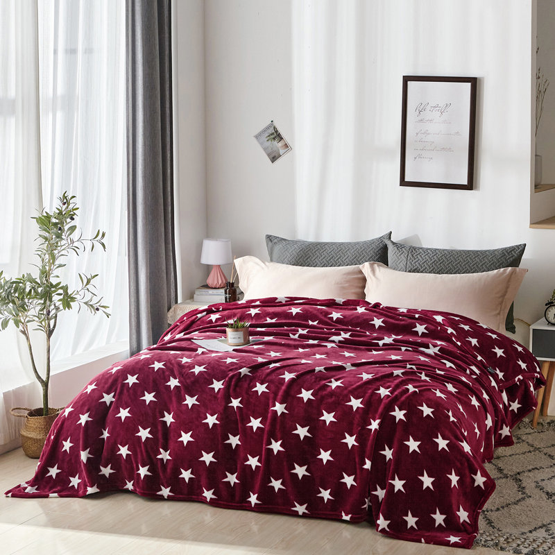 FL2020-KQ01-11 Plain Weave / Muslin Throw Blanket, King, Burgundy