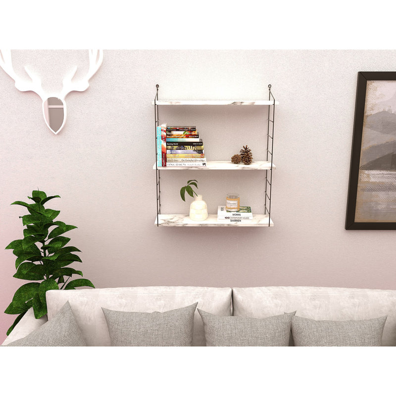 Modern Wall Shelf with Multiple Shelves, 28.3 x 33.5 x 7.9 inches | 100% Melamine Coated Particle Board, Metal Bracket, Assembled, Perfect for Stylish Home Décor & Space Optimization