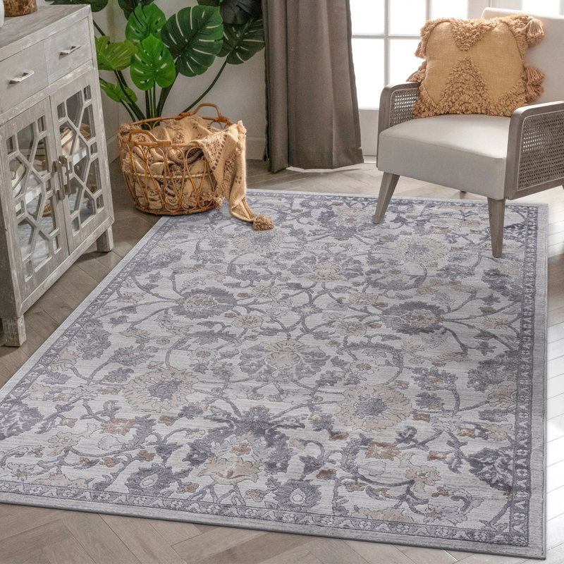 Tapis oriental de style oriental et résistant aux taches, Rectangle 5 pi 3 po x 7 pi 6 po