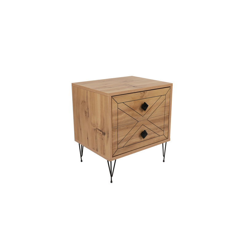 Chenoweth 50cm W Manufactured Wood Bedside Table, Pine
