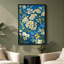 Art mural encadré - Fleurs blanches et jaunes vives sur fond botanique bleu - 16 po x 24 po, 24 po x 36 po-129684749-129684750