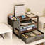Organisateur de bureau à 4 niveaux avec plateau à papier coulissant, tiroir en tissu et porte-stylos, accessoire de bureau pour la gestion des documents et le rangement des fournitures