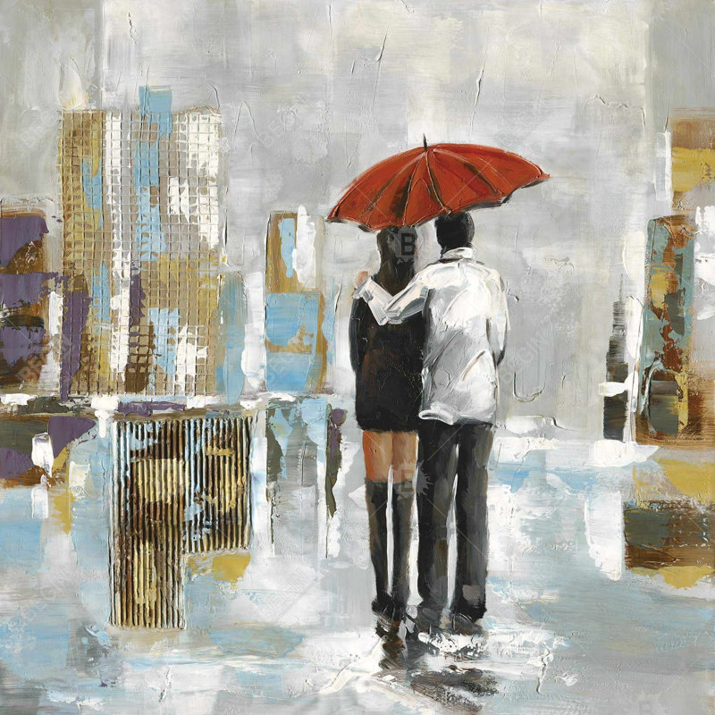 Couple Walking Under Umbrella Tablecloth | Scenic Bedroom Decor
