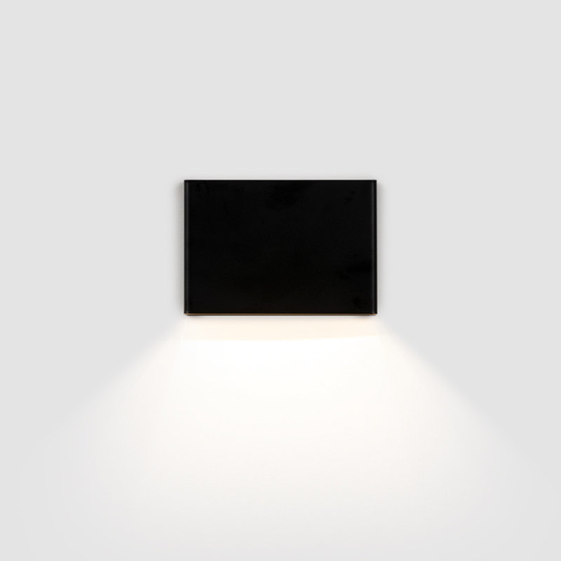 O-Tel 1 - Light Steel Flush Mounted Sconce, Matte Black Lacquer