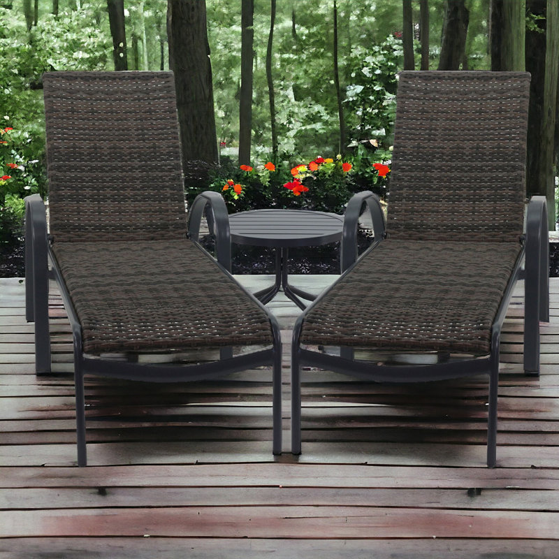 Chaise longue simple 81,69 po, Brun, Gris foncé