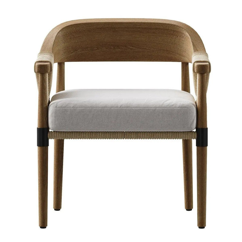 Chaise de salle à manger en teck Hydra avec tissu performant